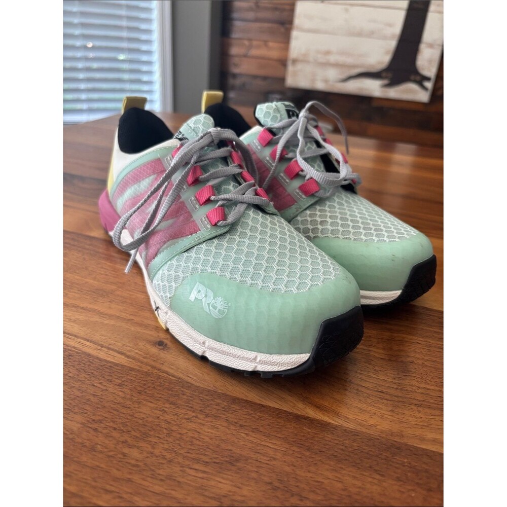 Timberland PRO Radius Comp Toe Pink Green Work Utility Sneaker Shoes Size 8